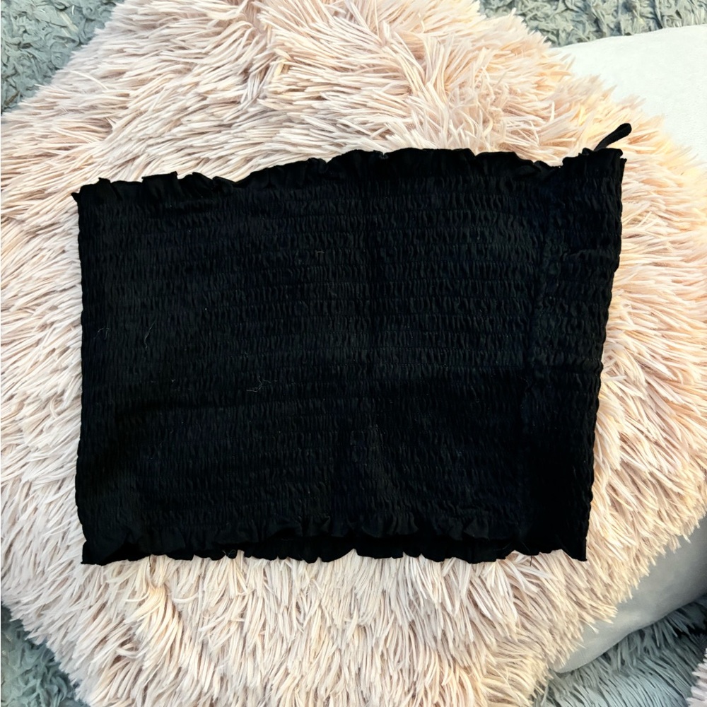 Garage Black Textured Tube Top